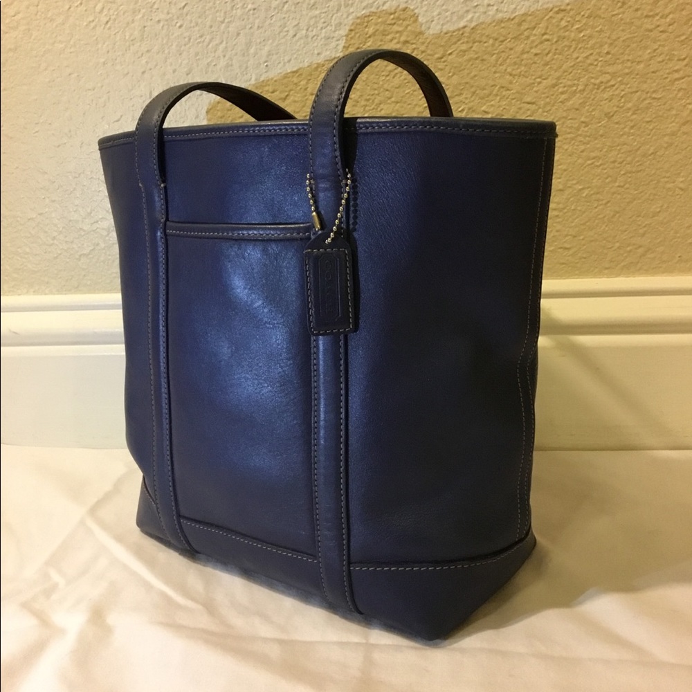 Navy Blue Coach Leather Tote/Shoulder Bag
